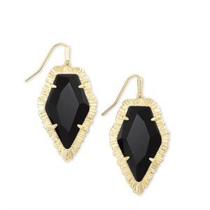 NWT-Kendra Scott Tessa Gold Drop Earrings in Black Obsidian